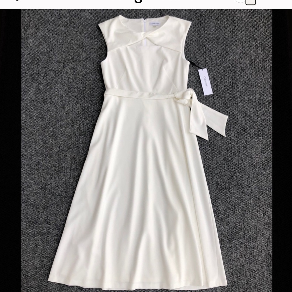 Calvin Klein knot front waist tie sleeveless midi dress size 6